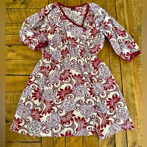 Tea Collection Girls' Floral Wrap Dress Size 7 - Red & Lavender
